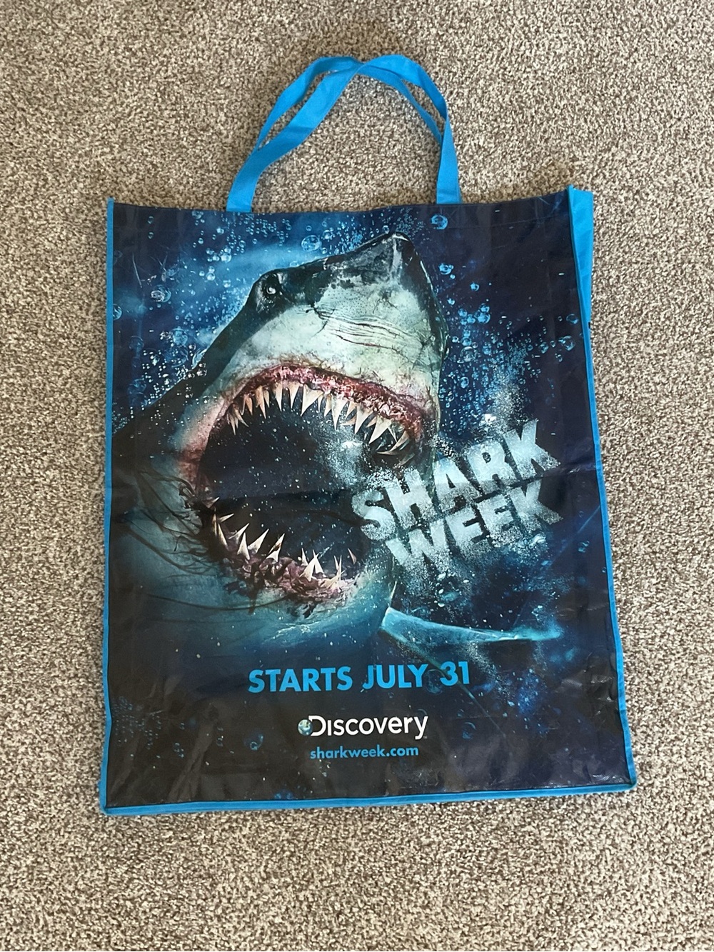 San Diego Comic-Con Discovery Blue Shark Week Graphic Tote Bag